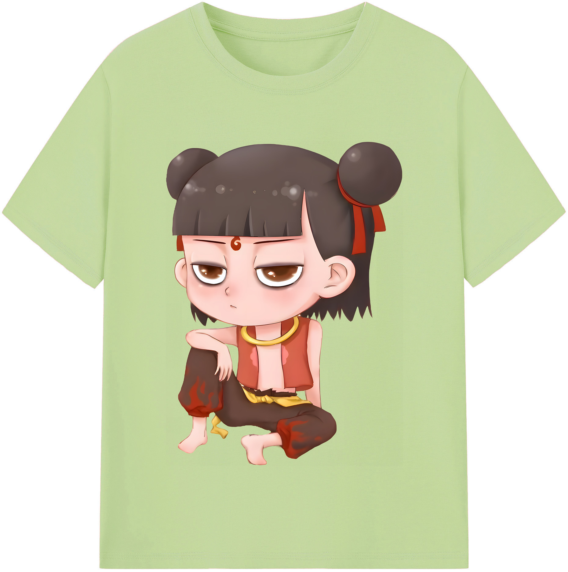 （画像用） Ne Zha 2 ナタ 魔童の大暴れ 綿100％半袖Tシャツ（フロントプリント）